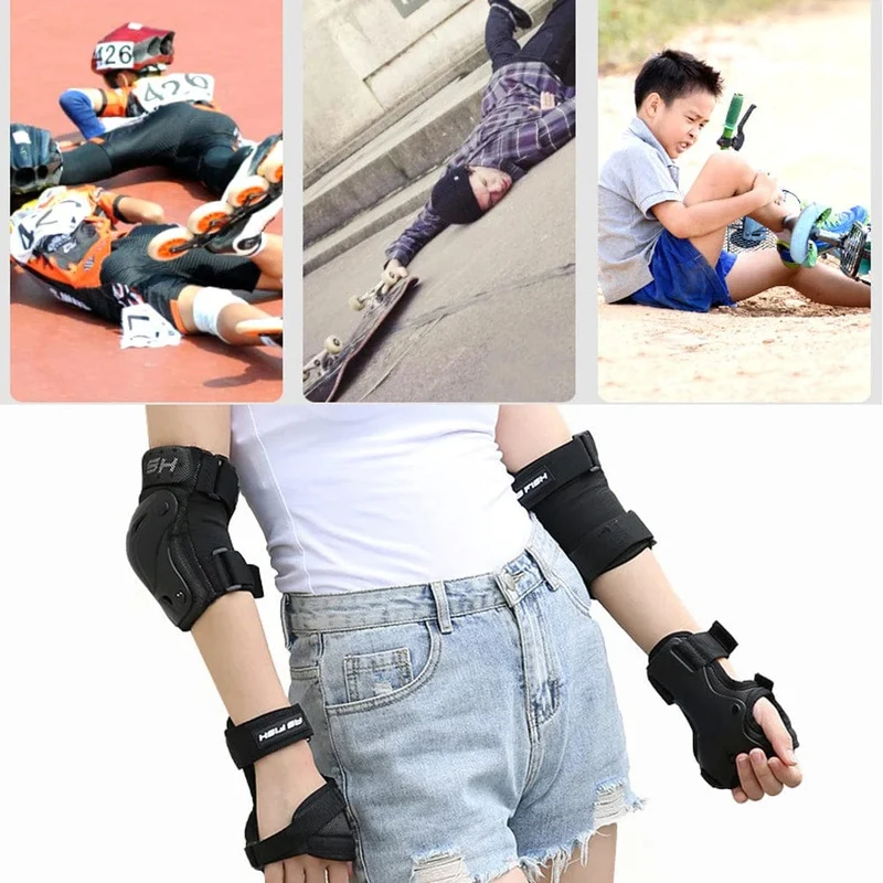 6 Teile/satz Roller Skating Protector Ellenbogen Knie Pads Handgelenk Schutz Kinder Erwachsene Reiten Skateboard BMX Fahrrad Sport Schutz Getriebe