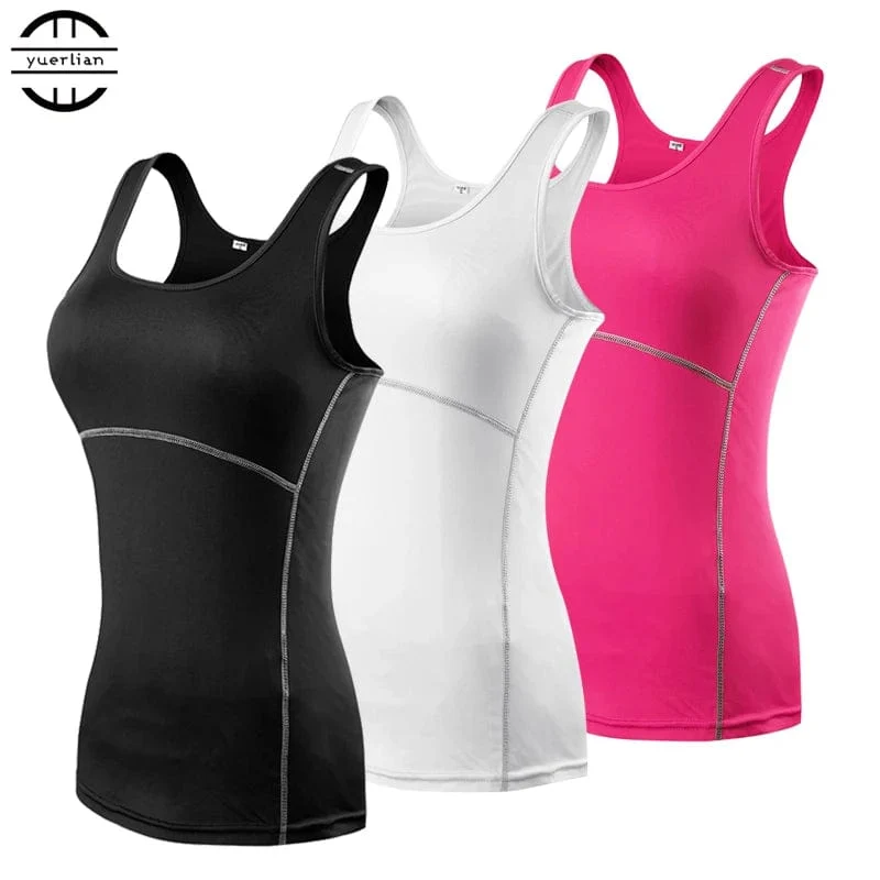 Neue Yoga Tops Frauen Sexy Gym Sport Weste Fitness enge Frau Kleidung ärmelloses Laufshirt Quick Dry weiß Yoga Tank Top