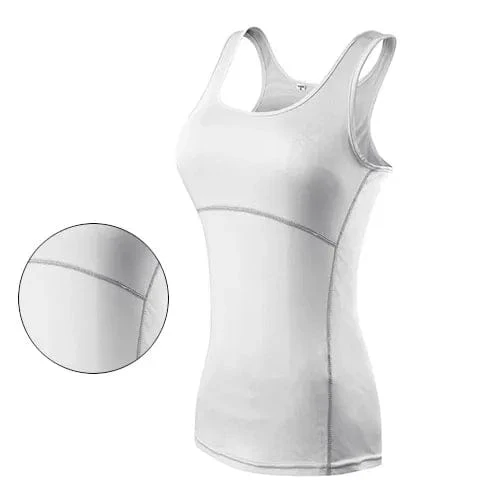Neue Yoga Tops Frauen Sexy Gym Sport Weste Fitness enge Frau Kleidung ärmelloses Laufshirt Quick Dry weiß Yoga Tank Top