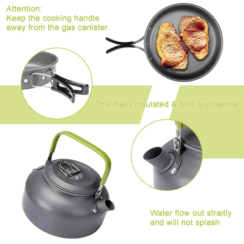 Hochwertiges Aluminium-Camping-Topf-Set, Wandern, Rucksackreisen, Kochgeschirr, Outdoor-Camping, Kochen, Kochgeschirr-Set
