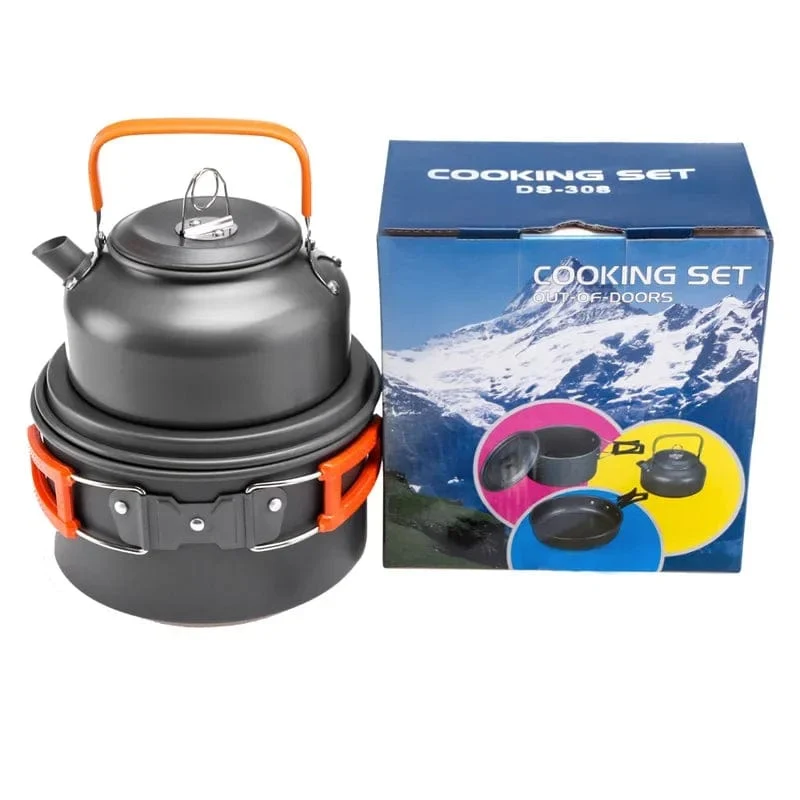 Hochwertiges Aluminium-Camping-Topf-Set, Wandern, Rucksackreisen, Kochgeschirr, Outdoor-Camping, Kochen, Kochgeschirr-Set