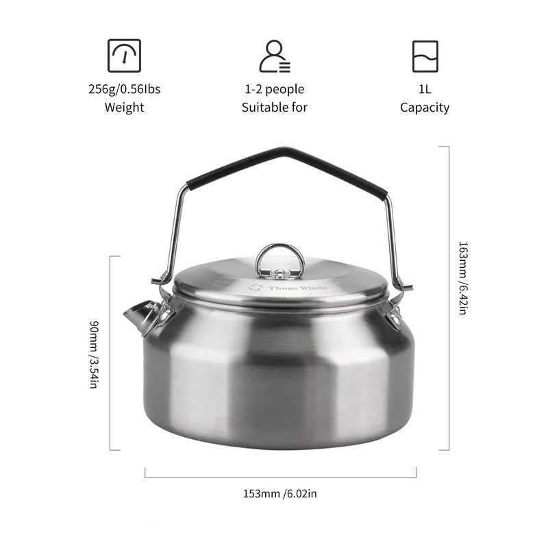 ThousWinds 1L Outdoor Camping Wasserkocher Tragbare Wandern Kochgeschirr Utensilien Ultraleicht Kaffee Wasserkocher Tourist Liefert Geschirr