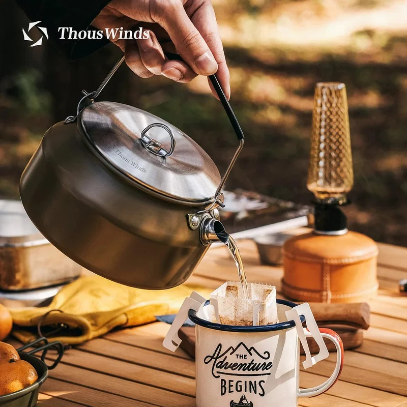 ThousWinds 1L Outdoor Camping Wasserkocher Tragbare Wandern Kochgeschirr Utensilien Ultraleicht Kaffee Wasserkocher Tourist Liefert Geschirr