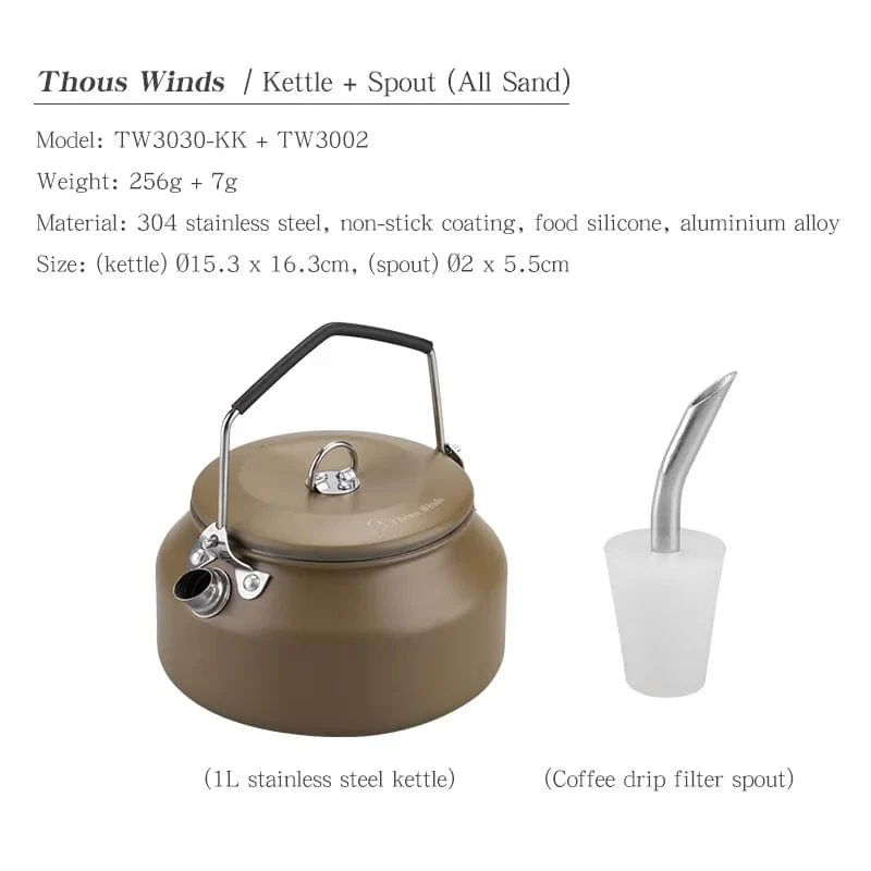 ThousWinds 1L Outdoor Camping Wasserkocher Tragbare Wandern Kochgeschirr Utensilien Ultraleicht Kaffee Wasserkocher Tourist Liefert Geschirr
