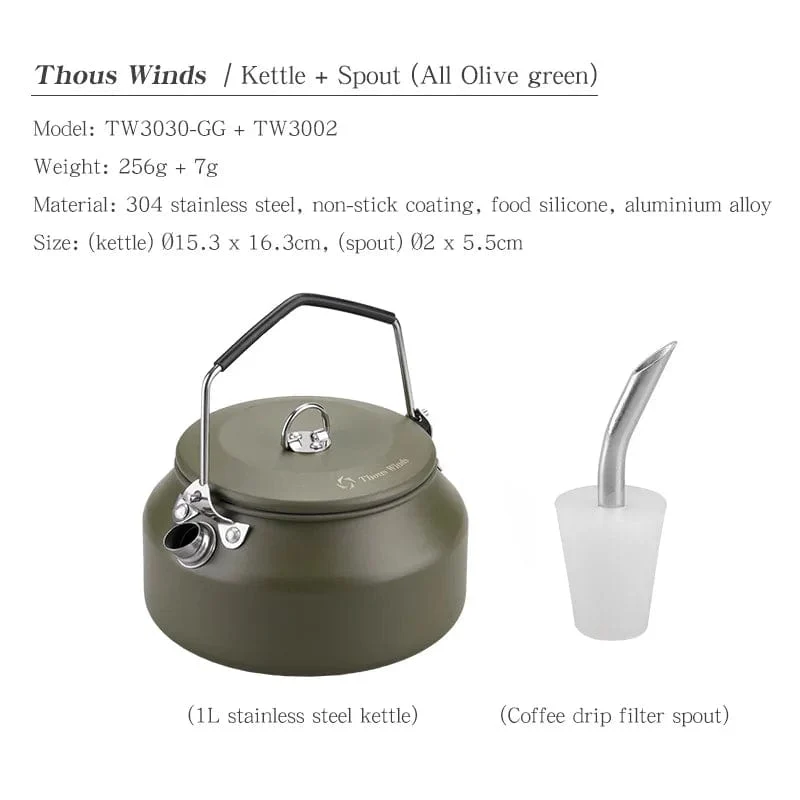 ThousWinds 1L Outdoor Camping Wasserkocher Tragbare Wandern Kochgeschirr Utensilien Ultraleicht Kaffee Wasserkocher Tourist Liefert Geschirr
