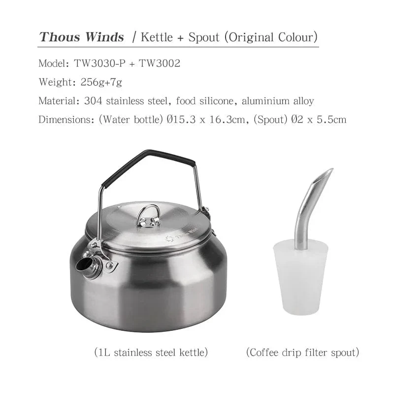 ThousWinds 1L Outdoor Camping Wasserkocher Tragbare Wandern Kochgeschirr Utensilien Ultraleicht Kaffee Wasserkocher Tourist Liefert Geschirr