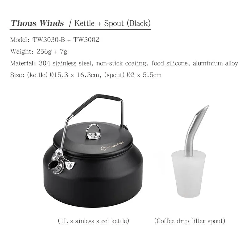 ThousWinds 1L Outdoor Camping Wasserkocher Tragbare Wandern Kochgeschirr Utensilien Ultraleicht Kaffee Wasserkocher Tourist Liefert Geschirr