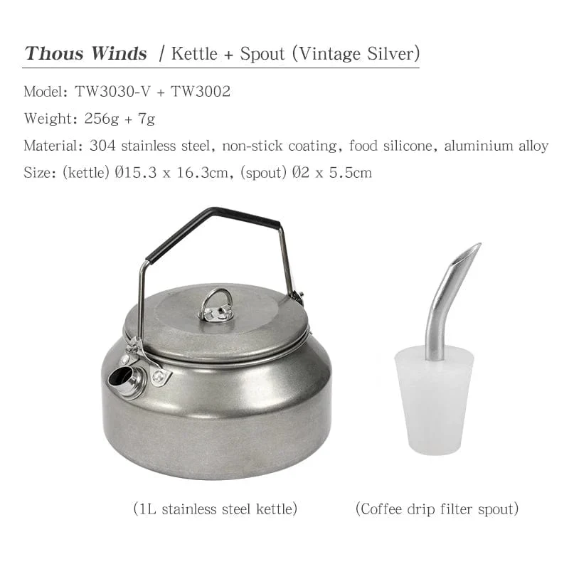 ThousWinds 1L Outdoor Camping Wasserkocher Tragbare Wandern Kochgeschirr Utensilien Ultraleicht Kaffee Wasserkocher Tourist Liefert Geschirr