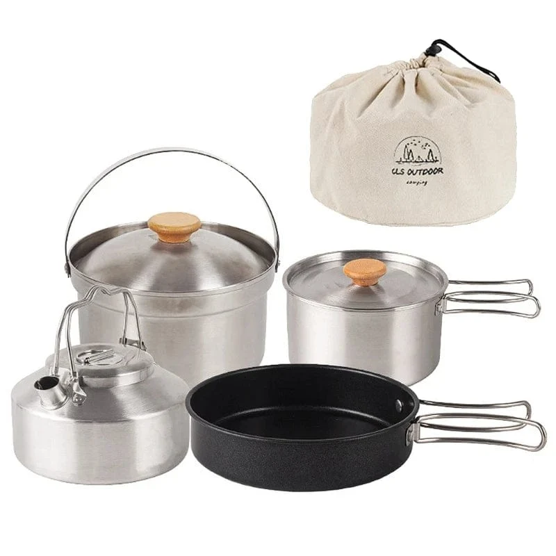 Camping-Kochgeschirr, Utensilien, Ausrüstung, Camping-Zubehör-Sets, Kochgeschirr, faltbares Kochset für 4–5 Personen, Kochen im Freien