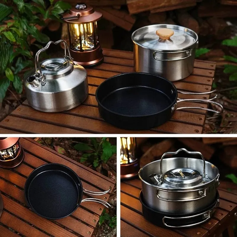 Camping-Kochgeschirr, Utensilien, Ausrüstung, Camping-Zubehör-Sets, Kochgeschirr, faltbares Kochset für 4–5 Personen, Kochen im Freien