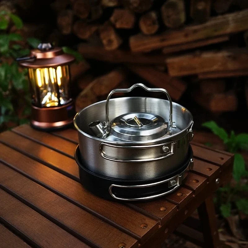 Camping-Kochgeschirr, Utensilien, Ausrüstung, Camping-Zubehör-Sets, Kochgeschirr, faltbares Kochset für 4–5 Personen, Kochen im Freien
