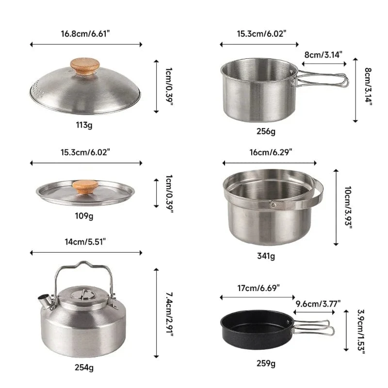 Camping-Kochgeschirr, Utensilien, Ausrüstung, Camping-Zubehör-Sets, Kochgeschirr, faltbares Kochset für 4–5 Personen, Kochen im Freien
