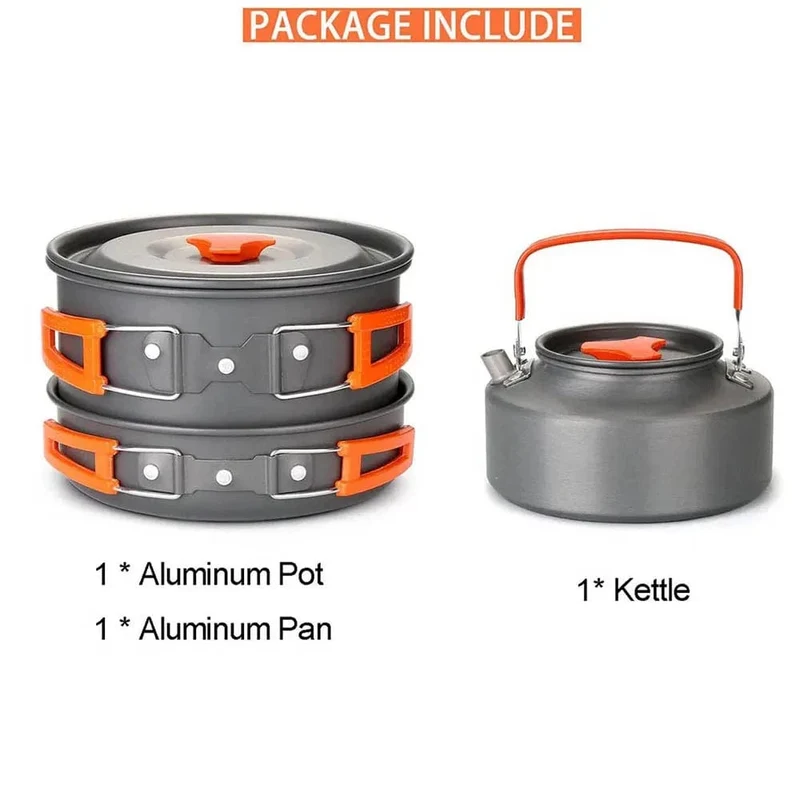Camping Reiseausrüstung Geschirr Kochgeschirr Kit Töpfe Brenner Gasherd Zubehör Küchenutensilien Sets Picknick Grillzubehör