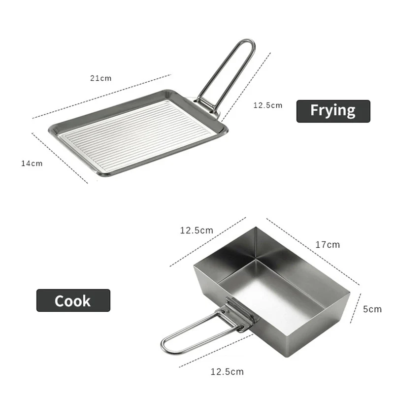 1pc Picknick Kochgeschirr Braten Pan Extra-dicke Platte Edelstahl Mit Abnehmbarem Griff Für Einfache Transport Lagerung Für Camping
