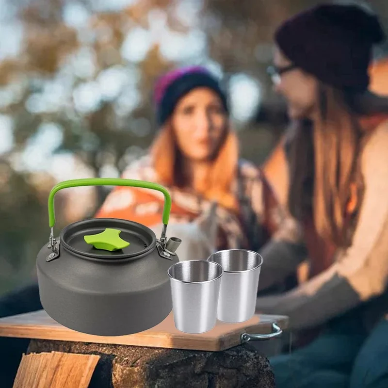 1 Set Outdoor Töpfe Pfannen Camping Kochgeschirr Picknick Kochen Set Antihaft-Geschirr Mit Faltbare Löffel Gabel Messer Wasserkocher Tasse