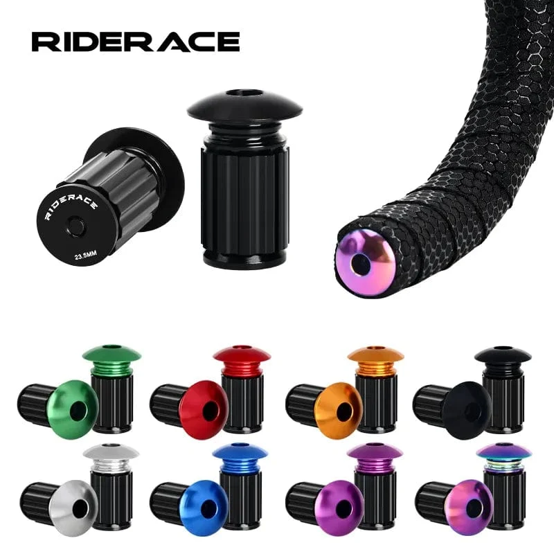 RIDERACE Fahrrad-Lenkerendstopfen, Aluminiumlegierung, für MTB, Mountainbike, Rennrad, Lenkergriffe, mehrfarbige Abdeckung