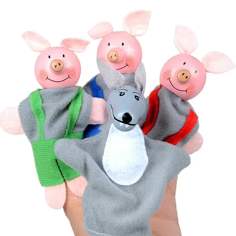 Fingerpuppen Set Baby 10-tlg. Tiere Plüschpuppe Hand Cartoon Familie Handpuppe Stofftheater Lernspielzeug für Kinder Geschenke