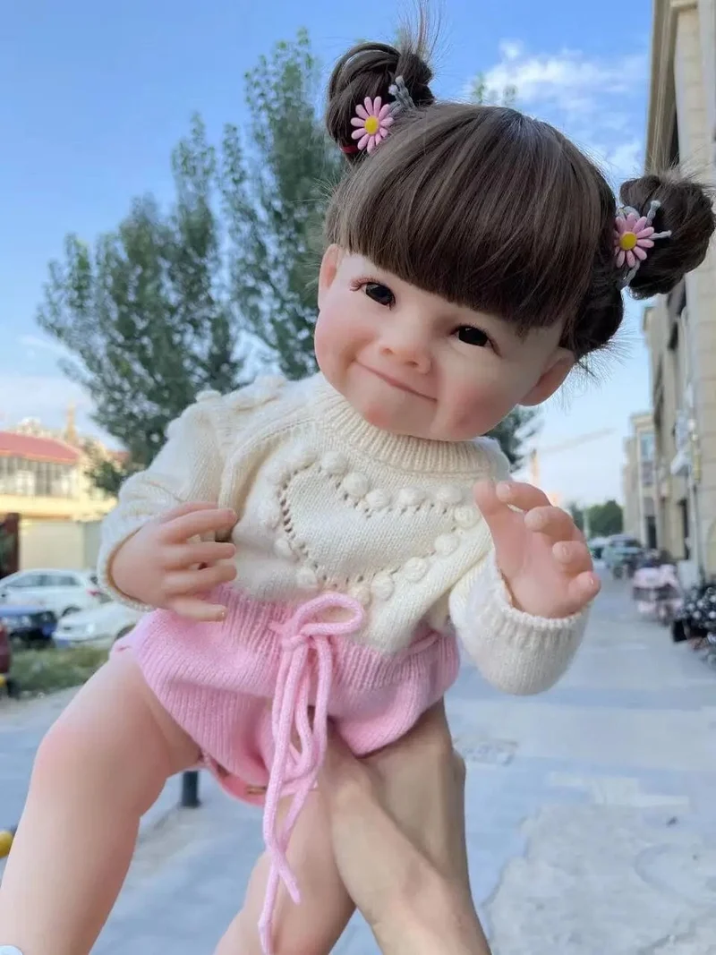 55 cm Raya Ganzkörper-Weichsilikon Lebensechtes Kleinkindmädchen mit Puppe Lebensechte Soft Touch Hochwertige Puppengeschenke für Kinder