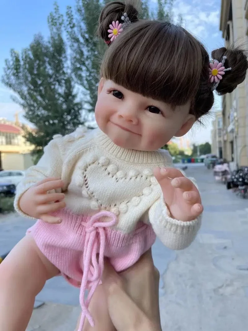 55 cm Raya Ganzkörper-Weichsilikon Lebensechtes Kleinkindmädchen mit Puppe Lebensechte Soft Touch Hochwertige Puppengeschenke für Kinder