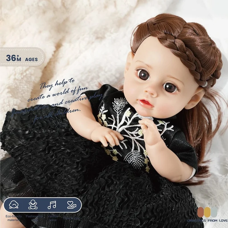 14 Zoll neue lebensechte Puppe 35CM Stimme Mädchen Bebe Baby mit modischer Kleidung glatte weiche Haut Vinylkopf Gliedmaßen Baumwollkörper Kindergeschenk