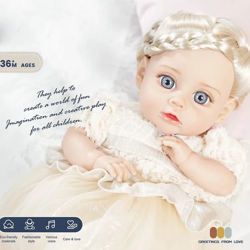 14 Zoll neue lebensechte Puppe 35CM Stimme Mädchen Bebe Baby mit modischer Kleidung glatte weiche Haut Vinylkopf Gliedmaßen Baumwollkörper Kindergeschenk