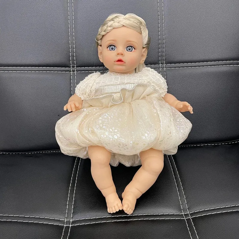 14 Zoll neue lebensechte Puppe 35CM Stimme Mädchen Bebe Baby mit modischer Kleidung glatte weiche Haut Vinylkopf Gliedmaßen Baumwollkörper Kindergeschenk