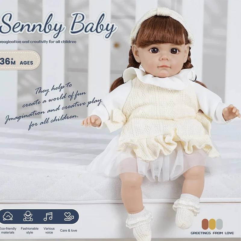 14 Zoll neue lebensechte Puppe 35CM Stimme Mädchen Bebe Baby mit modischer Kleidung glatte weiche Haut Vinylkopf Gliedmaßen Baumwollkörper Kindergeschenk