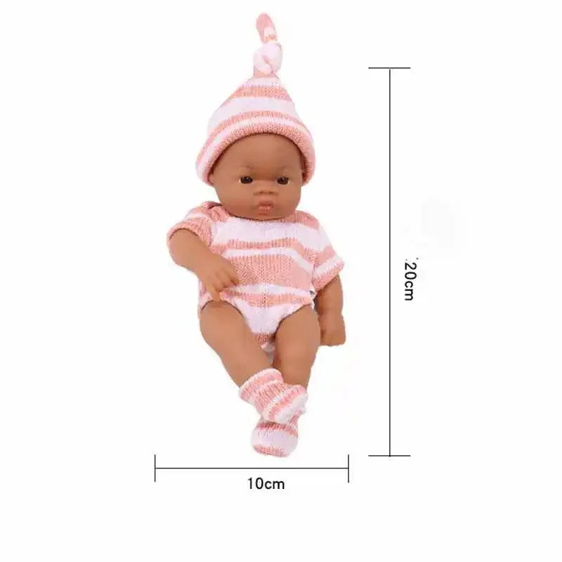 Schwarze lebensechte Puppen Afrikanische Babypuppe 20cm Soft Touch Hochwertige Puppe für Kinderspielzeug