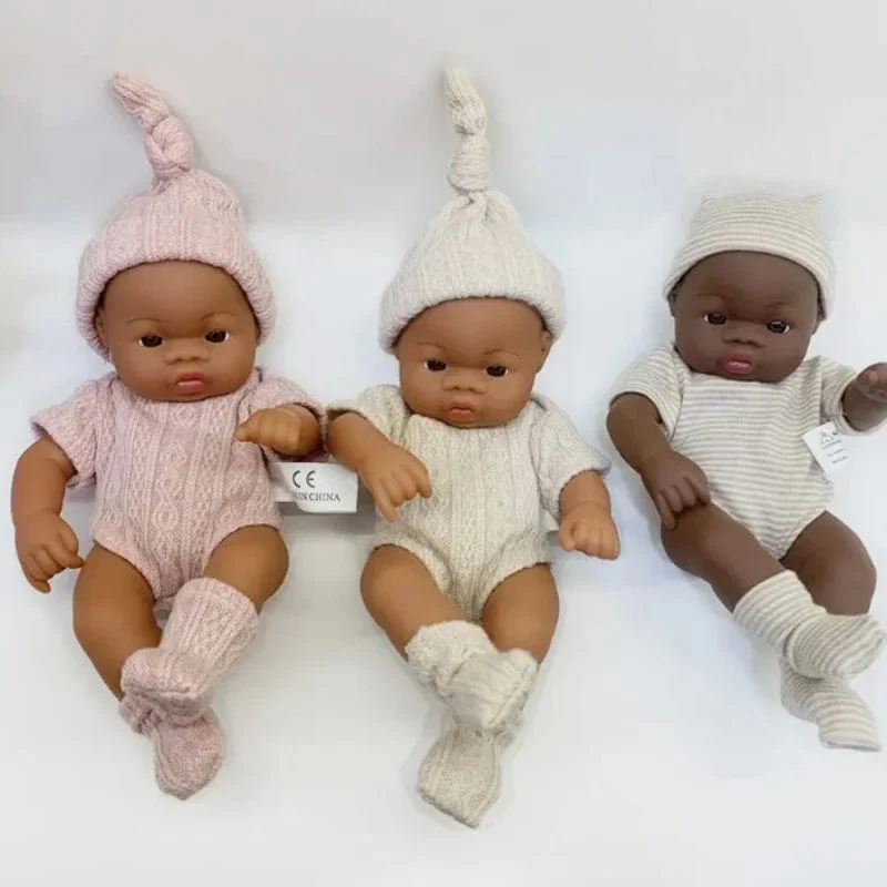Schwarze lebensechte Puppen Afrikanische Babypuppe 20cm Soft Touch Hochwertige Puppe für Kinderspielzeug