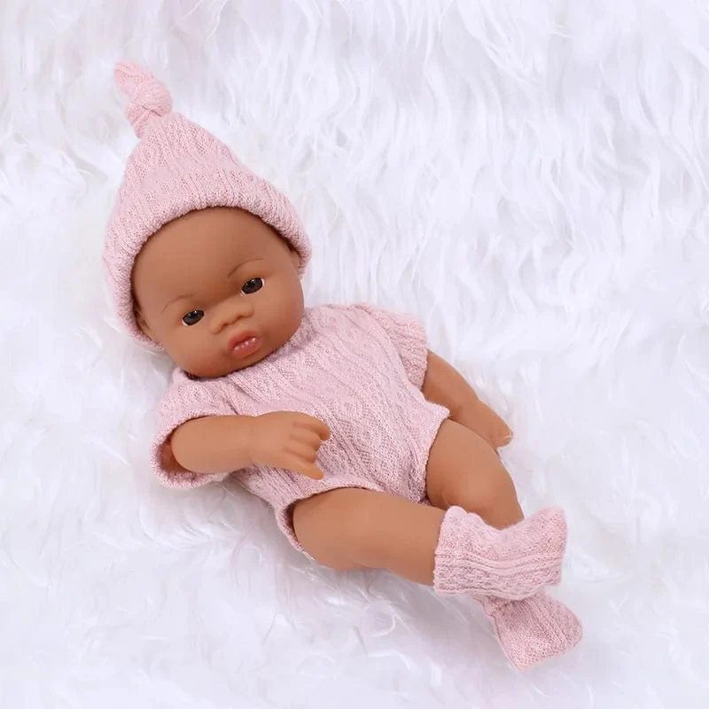 Schwarze lebensechte Puppen Afrikanische Babypuppe 20cm Soft Touch Hochwertige Puppe für Kinderspielzeug