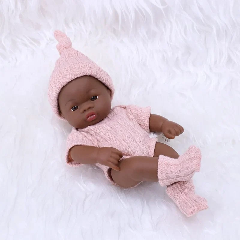 Schwarze lebensechte Puppen Afrikanische Babypuppe 20cm Soft Touch Hochwertige Puppe für Kinderspielzeug