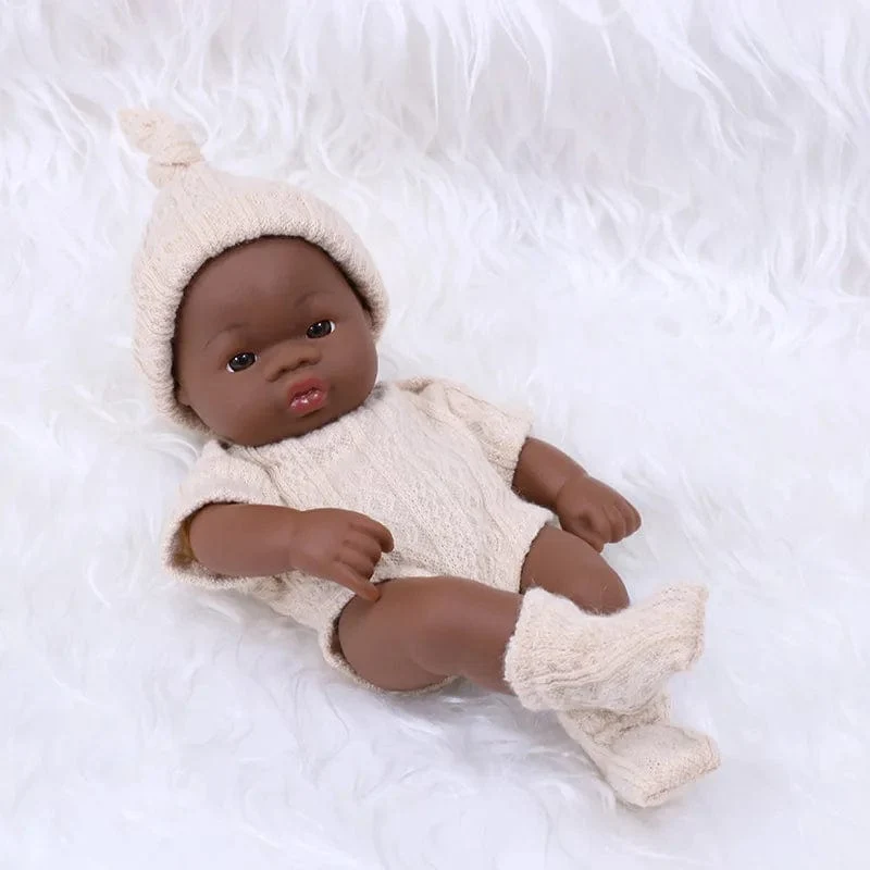 Schwarze lebensechte Puppen Afrikanische Babypuppe 20cm Soft Touch Hochwertige Puppe für Kinderspielzeug