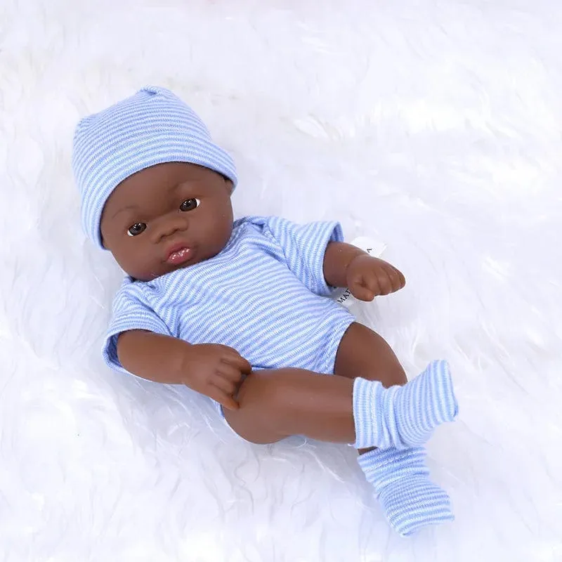 Schwarze lebensechte Puppen Afrikanische Babypuppe 20cm Soft Touch Hochwertige Puppe für Kinderspielzeug