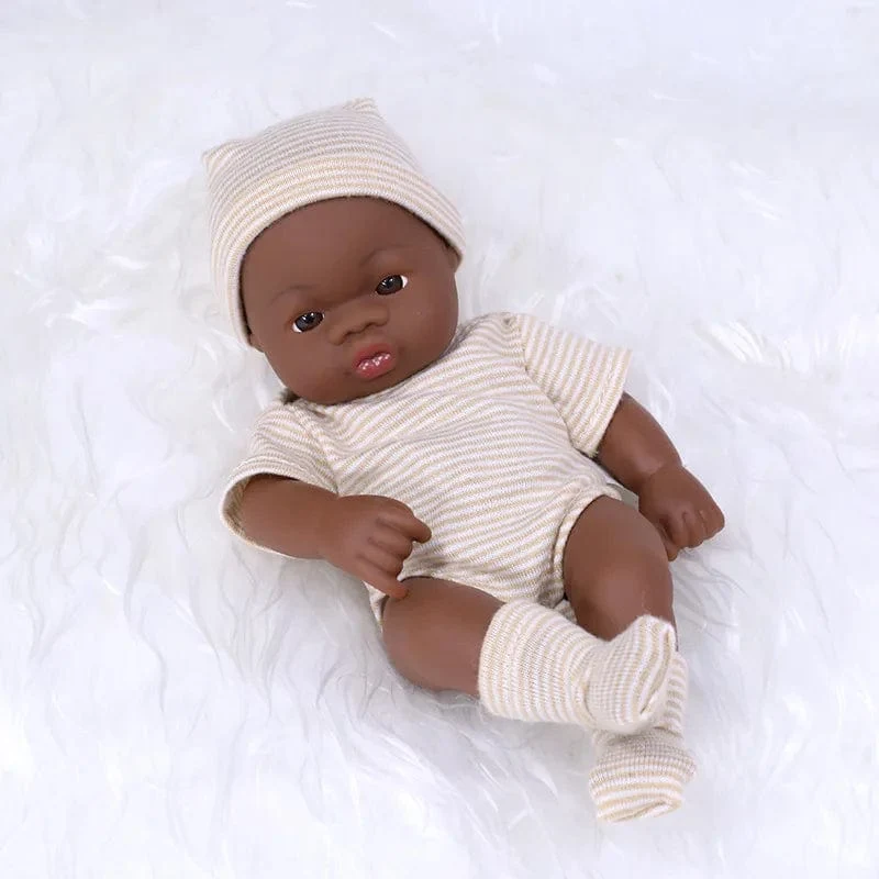Schwarze lebensechte Puppen Afrikanische Babypuppe 20cm Soft Touch Hochwertige Puppe für Kinderspielzeug