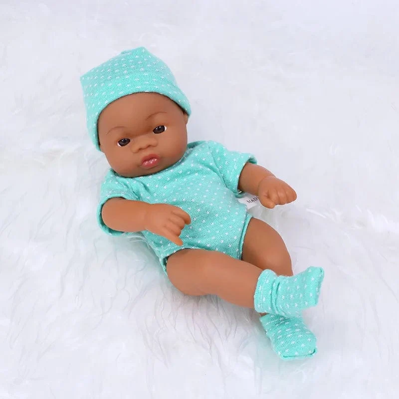 Schwarze lebensechte Puppen Afrikanische Babypuppe 20cm Soft Touch Hochwertige Puppe für Kinderspielzeug