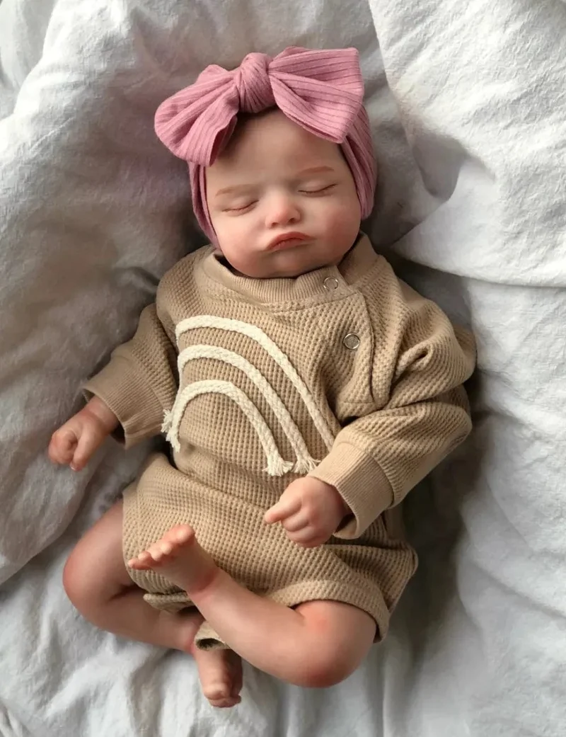 46CM bereits fertig bemalte Reborn-Puppe Rosalie Neugeborene Schlafpuppe Weiches handgezeichnetes Haar 3D-Hautton sichtbare Adern