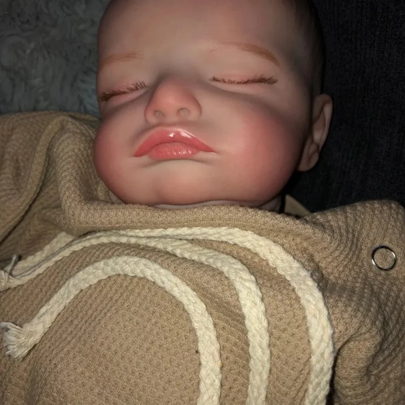46CM bereits fertig bemalte Reborn-Puppe Rosalie Neugeborene Schlafpuppe Weiches handgezeichnetes Haar 3D-Hautton sichtbare Adern