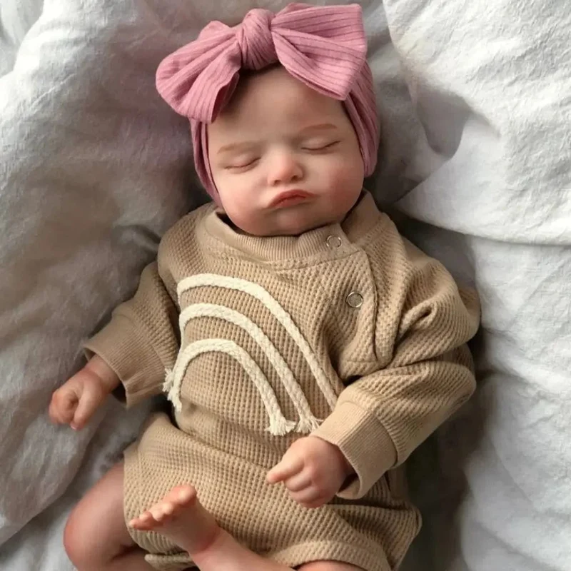 46CM bereits fertig bemalte Reborn-Puppe Rosalie Neugeborene Schlafpuppe Weiches handgezeichnetes Haar 3D-Hautton sichtbare Adern