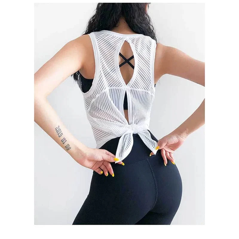 Sexy Open Back Sport T-Shirt Damen Gym Tank Top Lockere Sportbekleidung Atmungsaktives Workout Tank Top Ärmelloses Fitness Yoga T-Shirt Top