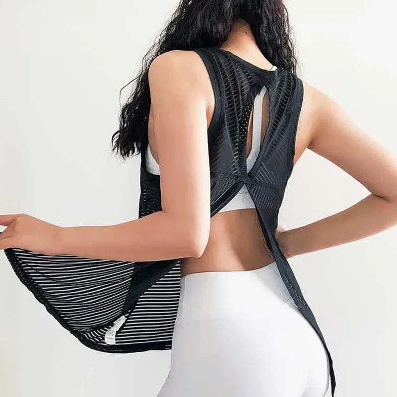 Sexy Open Back Sport T-Shirt Damen Gym Tank Top Lockere Sportbekleidung Atmungsaktives Workout Tank Top Ärmelloses Fitness Yoga T-Shirt Top