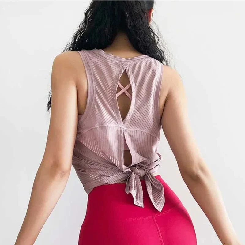 Sexy Open Back Sport T-Shirt Damen Gym Tank Top Lockere Sportbekleidung Atmungsaktives Workout Tank Top Ärmelloses Fitness Yoga T-Shirt Top
