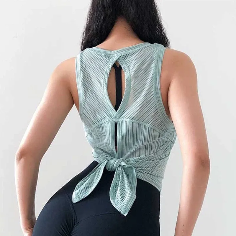 Sexy Open Back Sport T-Shirt Damen Gym Tank Top Lockere Sportbekleidung Atmungsaktives Workout Tank Top Ärmelloses Fitness Yoga T-Shirt Top