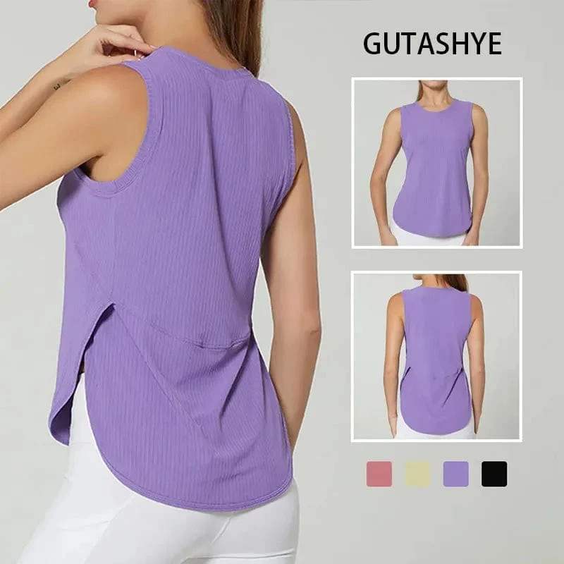 GUTA S-XL Yoga Shirt Frauen Gym Shirt Quick Dry Sport Shirts Back Gym Top Damen Fitness Shirt Ärmelloses Sport Top Yoga Weste