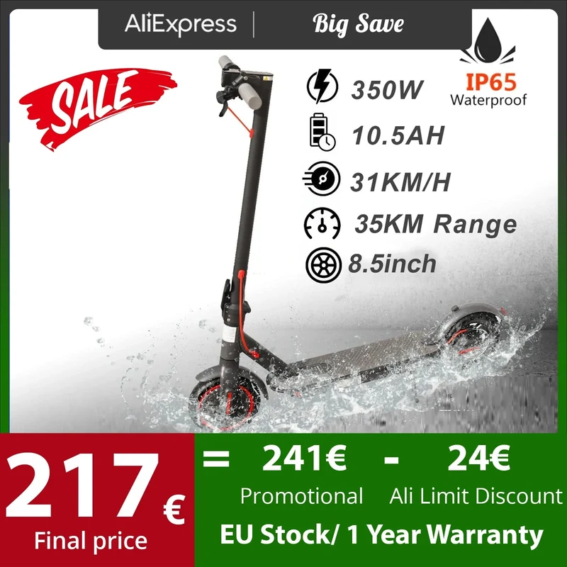 AOVOPRO ES80 350 W Elektroroller 10.5 Ah 8.5 Zoll Smart APP Control Escooter für Erwachsene 31 km/h zusammenklappbarer elektrischer Tretroller