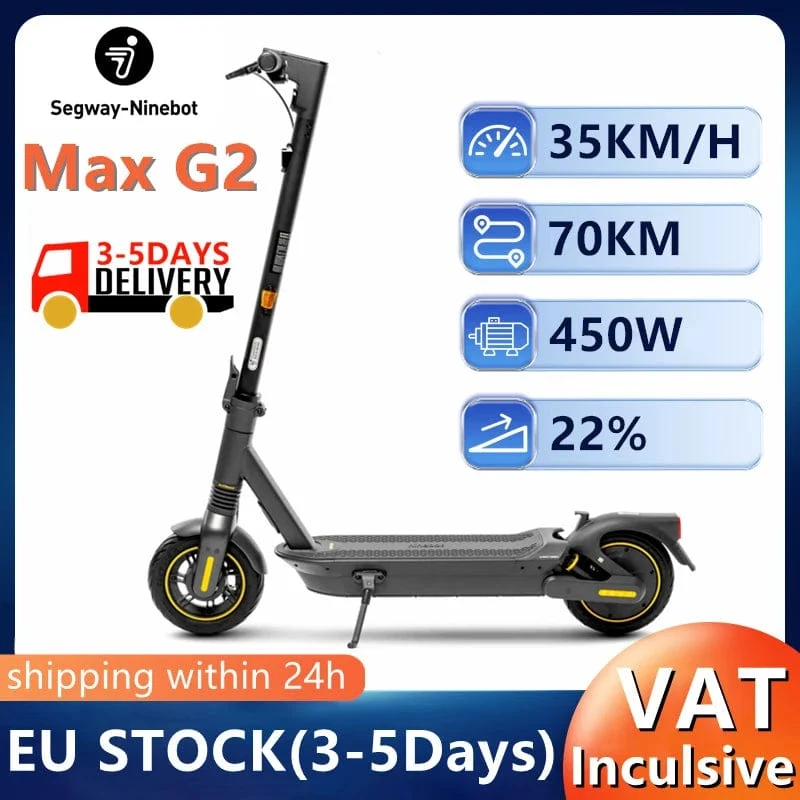 EU-Aktie Ninebot von Segway Max G2 Smart Elektroroller 35 km/h Geschwindigkeit 70 km große Reichweite 450 W Motor Original G2 Kickscooter