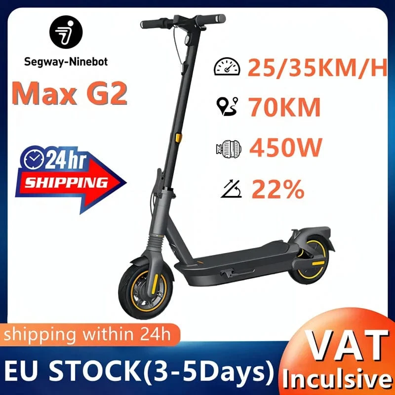 EU-Original-Ninebot von Segway Max G2, aktualisiert vom Max G30 Elektroroller, 450-W-Motor, 35 km/h Geschwindigkeit, 70 km Reichweite, KickScooter
