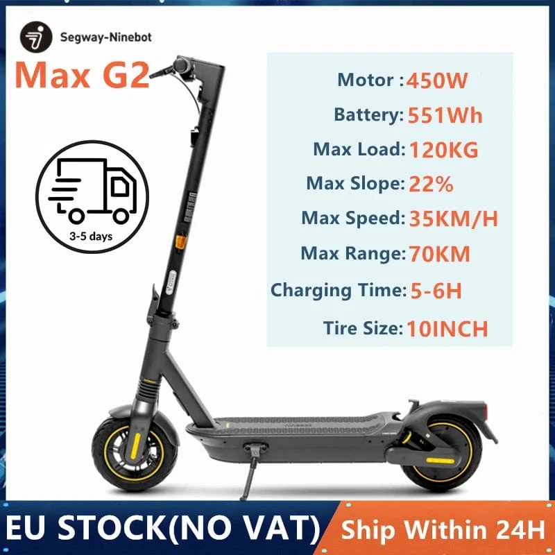 EU-Original-Ninebot von Segway Max G2, aktualisiert vom Max G30 Elektroroller, 450-W-Motor, 35 km/h Geschwindigkeit, 70 km Reichweite, KickScooter