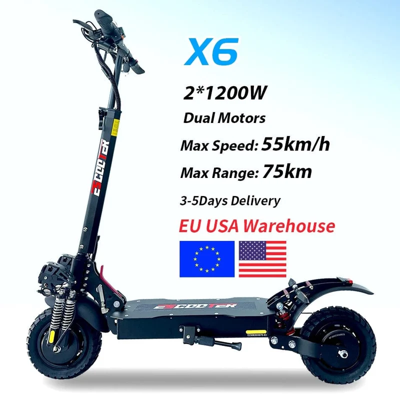 X6 PRO Elektroroller US EU Deutschland Lager Dual Motor Off Road faltbar Erwachsene Mobilität E Scooter Elektro 1200 W 2400 W 48 V