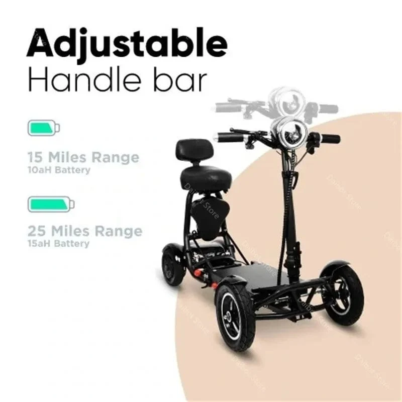 Elektroroller für Behinderte, Vierrad-Elektroroller, Dual-Motor, 250 W, faltbar, für ältere Menschen