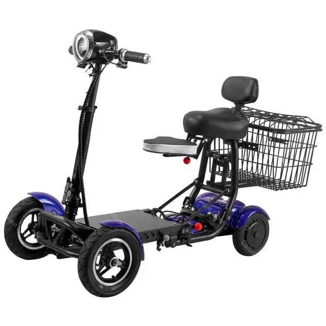Elektroroller für Behinderte, Vierrad-Elektroroller, Dual-Motor, 250 W, faltbar, für ältere Menschen